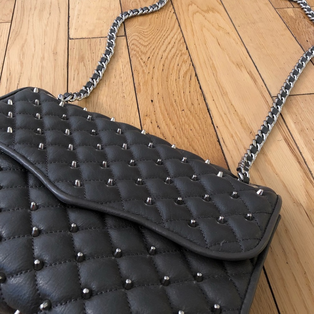Rebecca Minkoff Studded Gray Quilted Bag - Picture 2 of 5